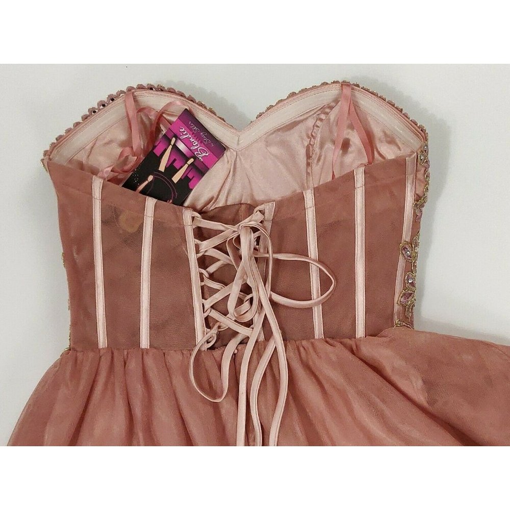 Blondie Nites Juniors Size 0 Pink Strapless Mesh - Picture 10 of 16
